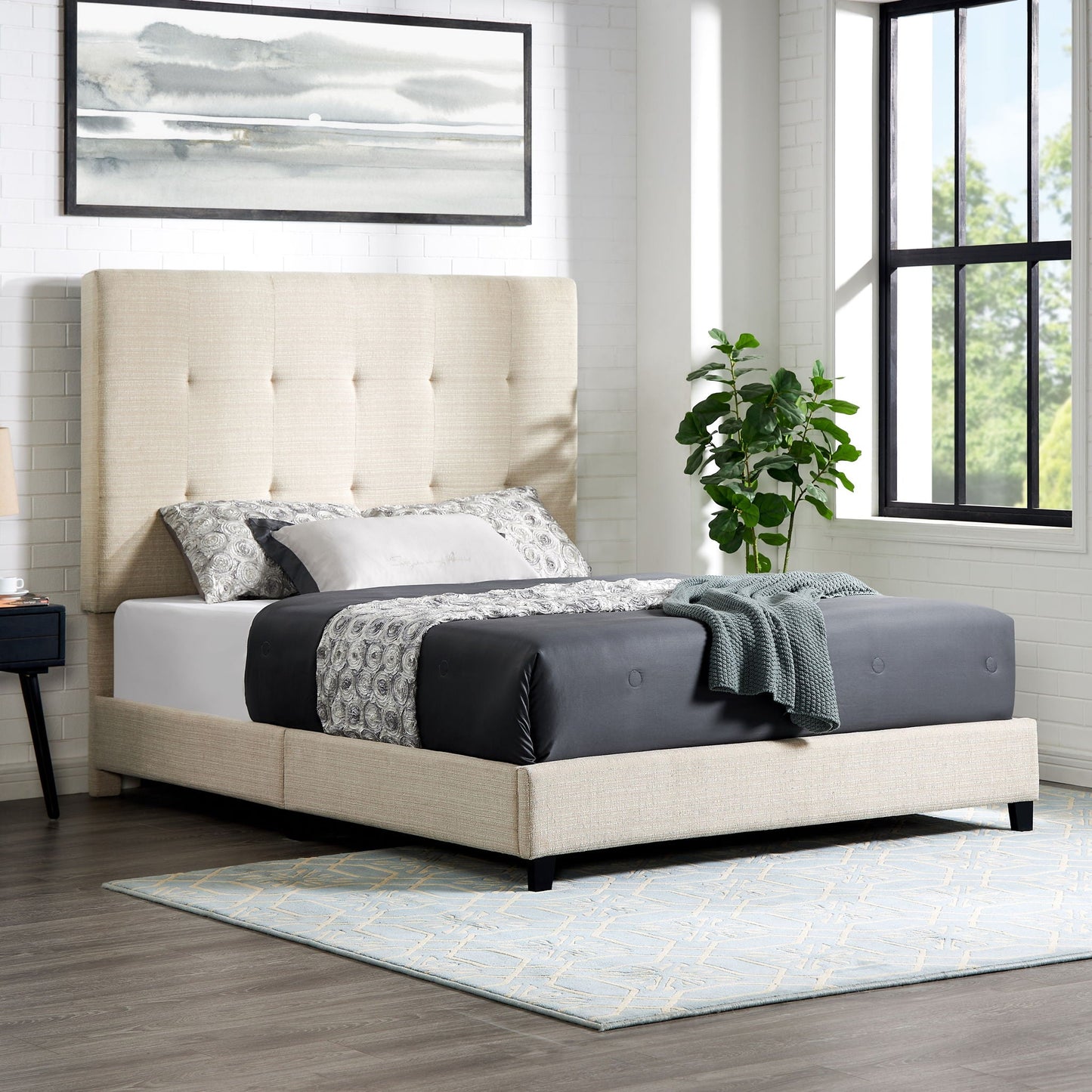 Tufted and Upholstered Platform Bed Frame
