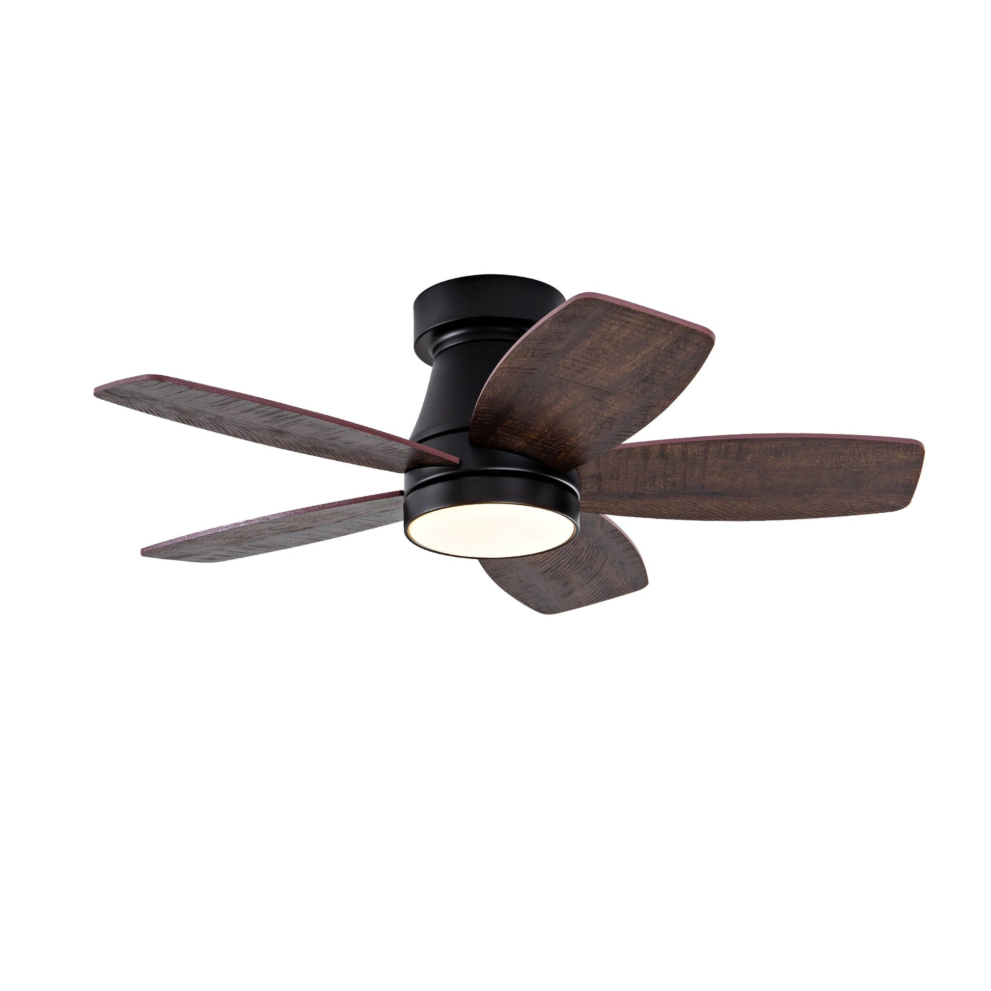 HouseOfZazla ceiling fan with lights, dark wood finish blades and black motor housing on Tampa Home & Garden Store