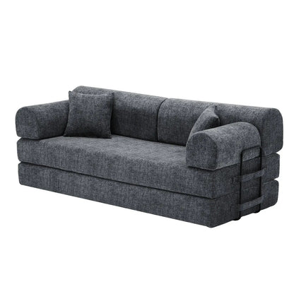 Modern 2 Tone Convertible Sleeper Sofa Bed dark gray fabric with rounded arms on Tampa Home & Garden Store