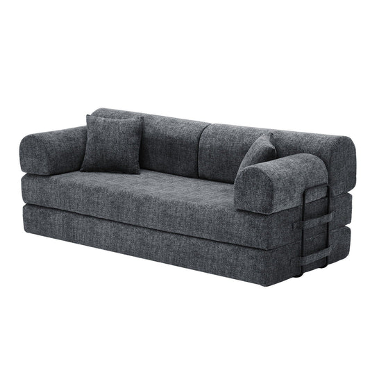 Modern Two Tone Fabric Sofa and Convertible Bed