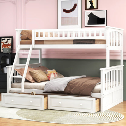 Bunk Bed With Drawers, Convertible Storage Bed, white finish, by HouseOfZazla on Tampa Home & Garden Store