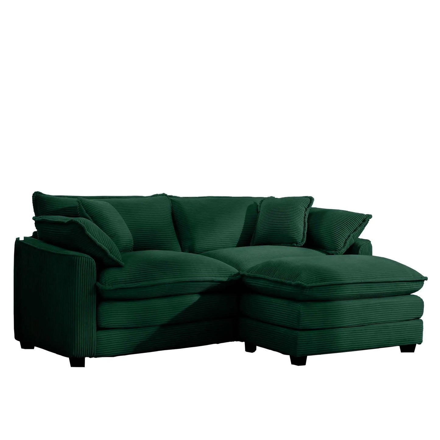 Modern modular sofa set with ottoman in emerald green corduroy, deep seating 3-piece on Tampa Home & Garden Store
