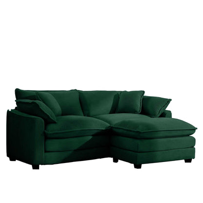 Modern modular sofa set with ottoman in emerald green corduroy, deep seating 3-piece on Tampa Home & Garden Store
