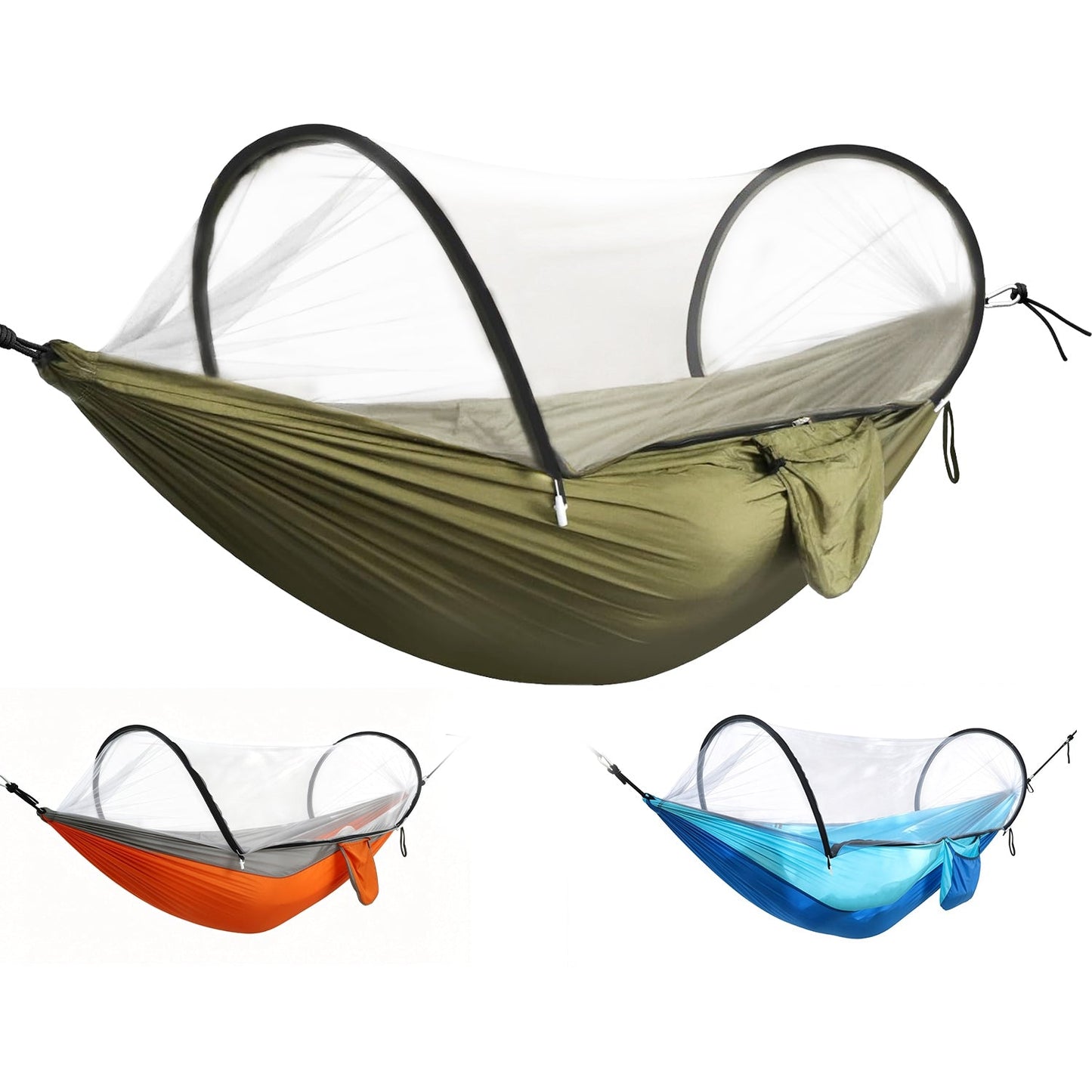 GemGear Camping Hammock with Mosquito Net 3-in-1 green hammock with white net orange and blue variants on Tampa Home & Garden Store
