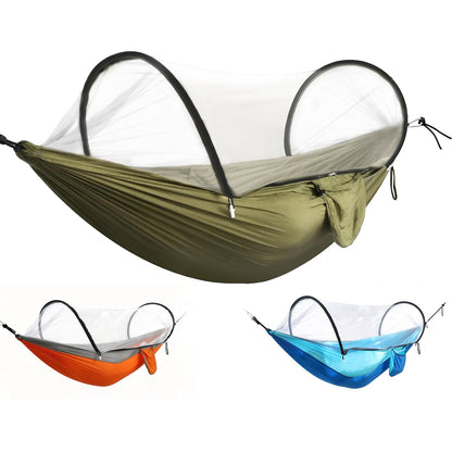 GemGear Camping Hammock with Mosquito Net 3-in-1 green hammock with white net orange and blue variants on Tampa Home & Garden Store
