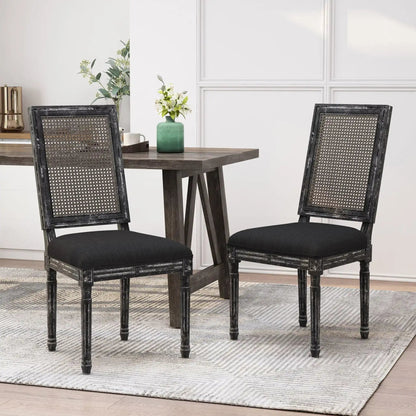 French Country dining chairs pair with caned backs and padded seats HouseOfZazla on Tampa Home & Garden Store