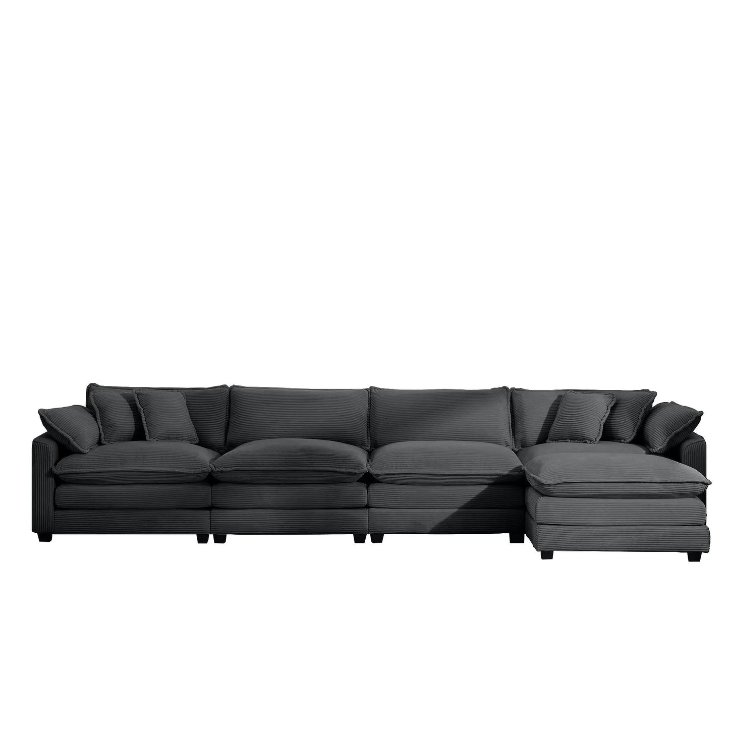 3-piece living room set featuring a modern oversized modular sofa with ottoman in charcoal gray on Tampa Home & Garden Store