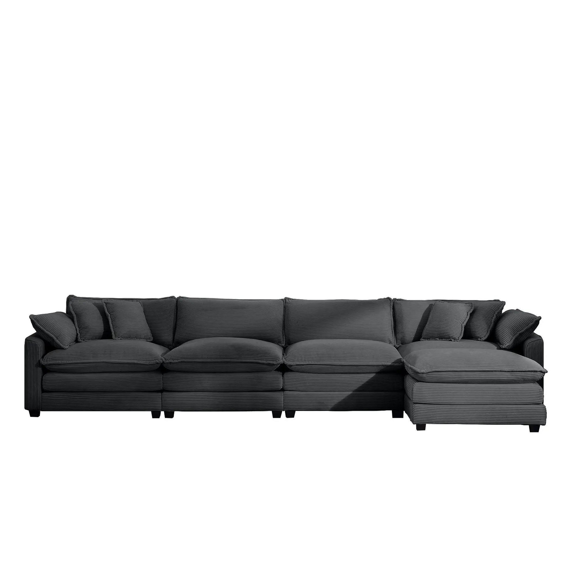 3-piece living room set featuring a modern oversized modular sofa with ottoman in charcoal gray on Tampa Home & Garden Store