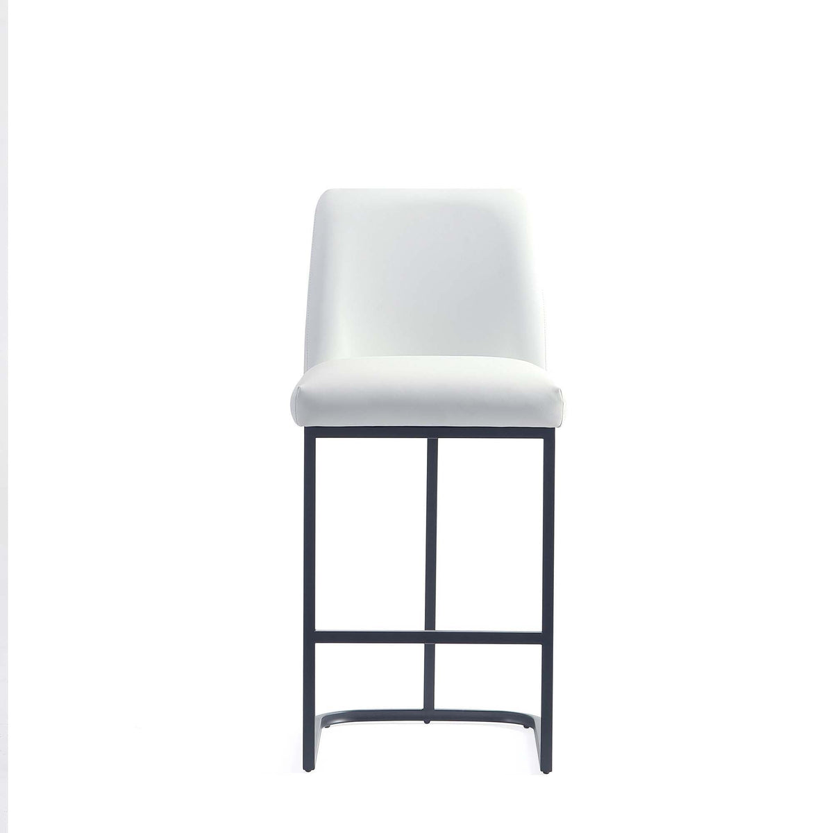 Serena Counter Stool white upholstered seat and back, black metal frame on Tampa Home & Garden Store