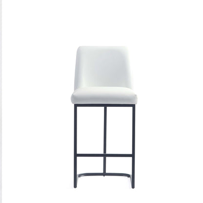 Serena Counter Stool white upholstered seat and back, black metal frame on Tampa Home & Garden Store