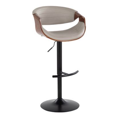 Symphony mid-century adjustable barstool set with swivel and T-footrest beige black base on Tampa Home & Garden Store