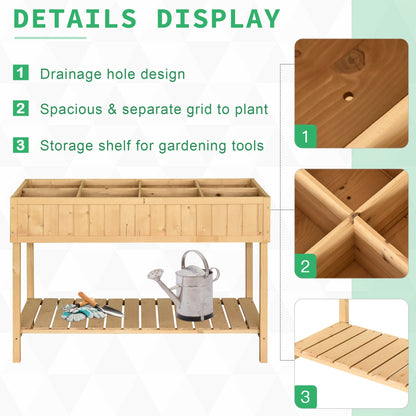 Outsunny 43in wooden raised garden bed with 8 pockets and shelf in natural wood by HouseOfZazla on Tampa Home & Garden Store