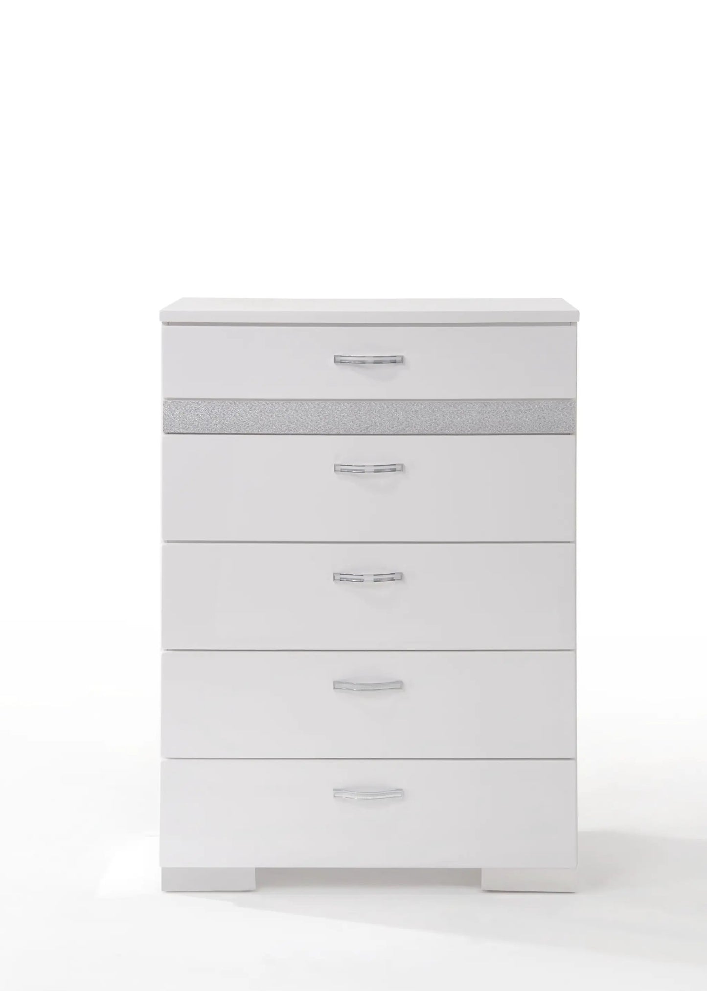 Naima II High Gloss Chest White With Five Drawers