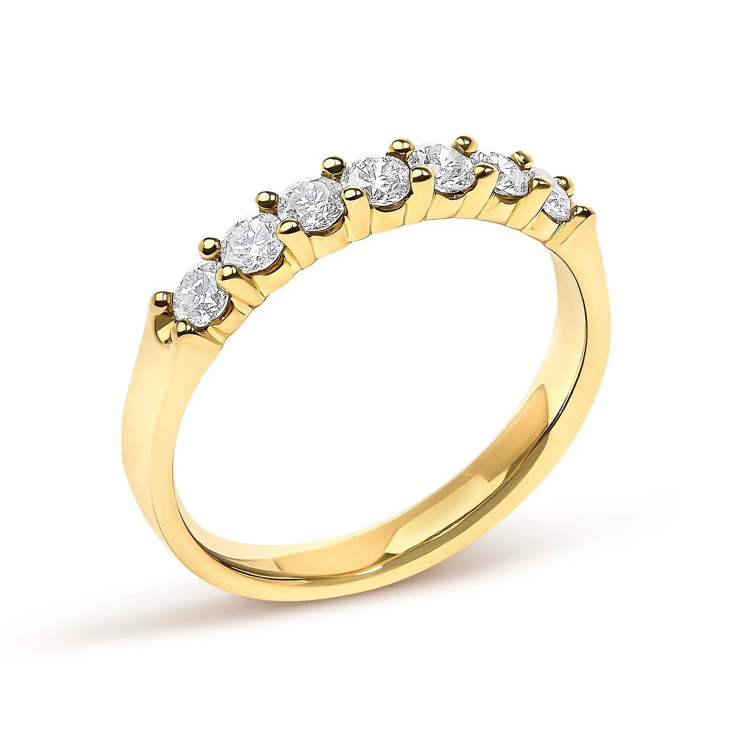14K yellow gold 7-stone diamond band ring, 1/2 Cttw, prong-set on Tampa Home & Garden Store