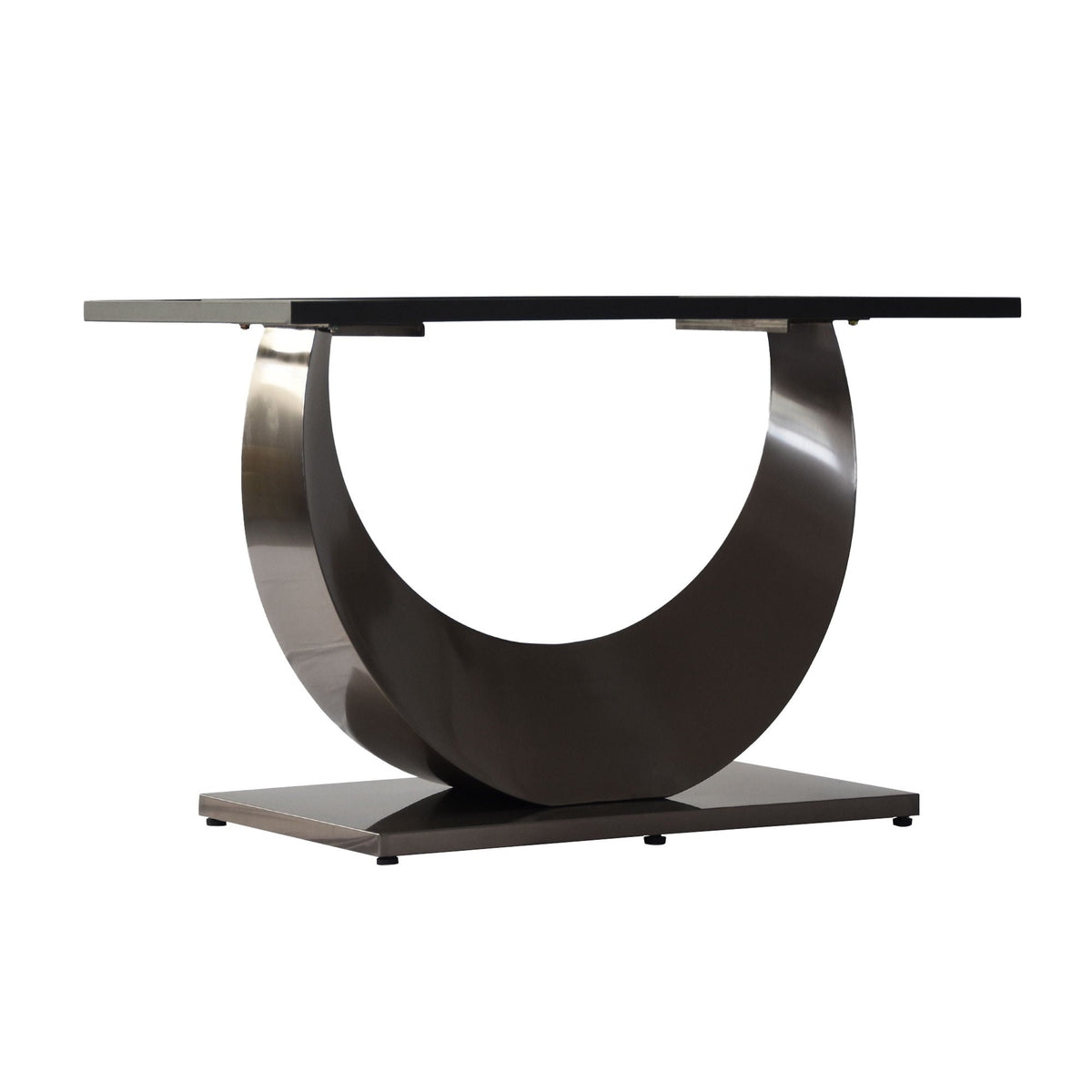 HouseOfZazla modern artificial stone dining table with crescent metal legs, white top on Tampa Home & Garden Store