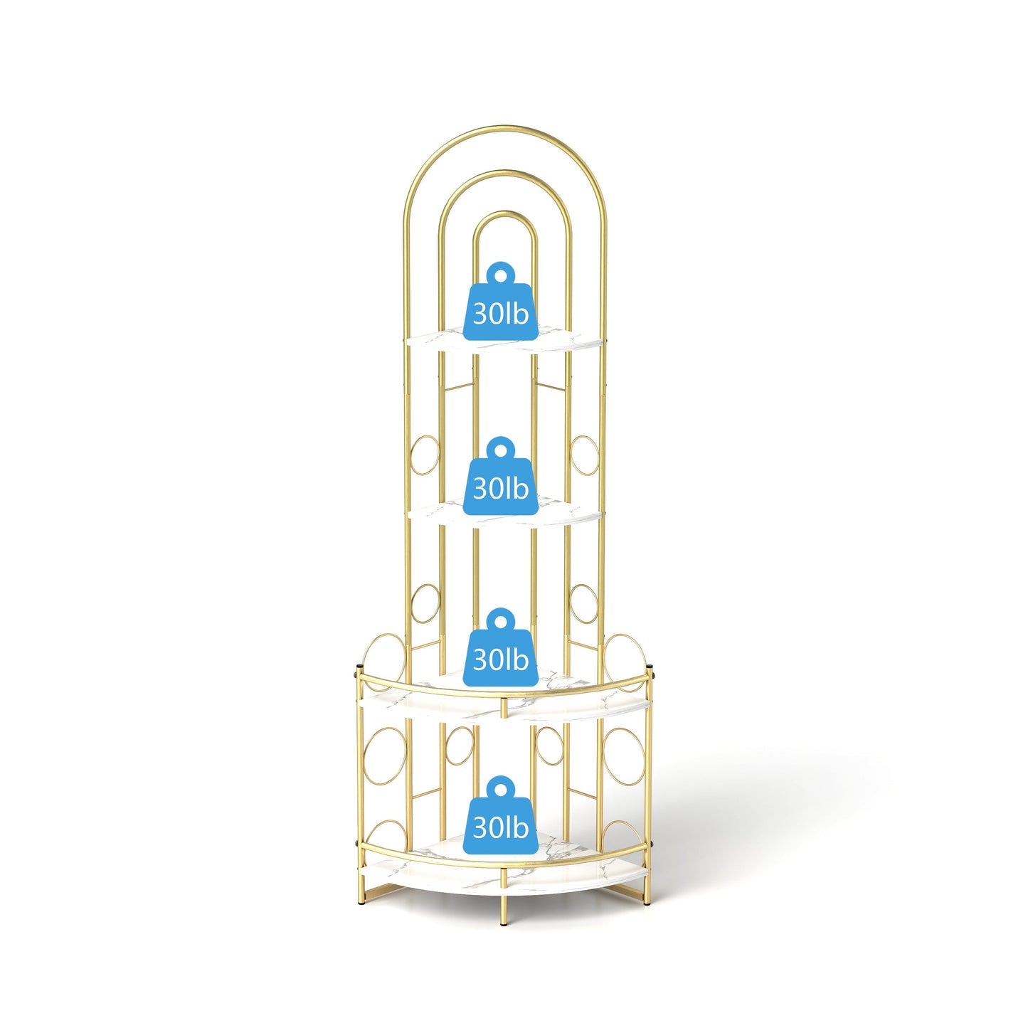 Gold 4-Tier Corner Bookshelf, Modern Style, Plant Stand with Metal Frame - Tampa Home & Garden Store