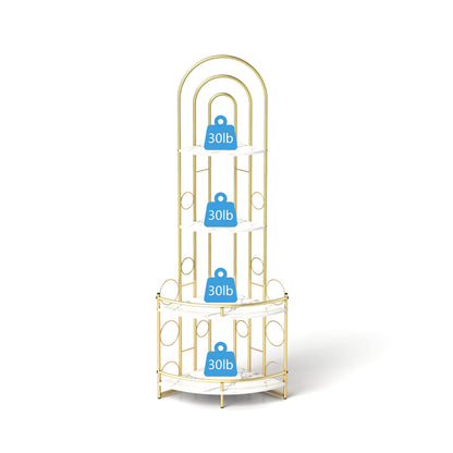 Gold 4-Tier Corner Bookshelf, Modern Style, Plant Stand with Metal Frame - Tampa Home & Garden Store