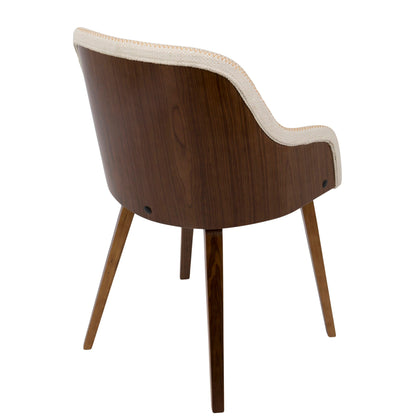 Mid Century Arm Chair by HouseOfZazla with Beige Upholstered Seat and dark wood back on Tampa Home & Garden Store