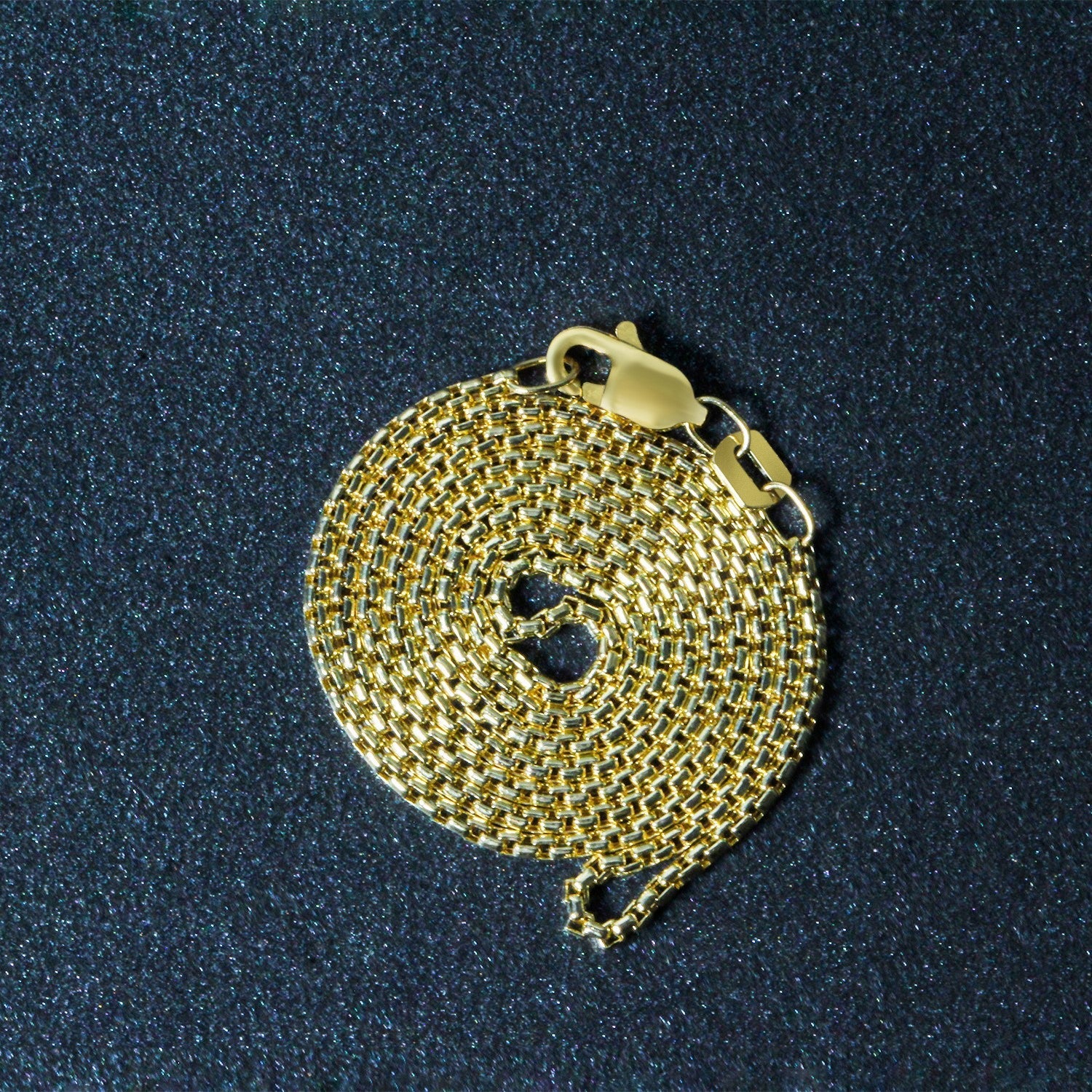 14k yellow gold round box chain necklace 1.35 mm, coiled display on Tampa Home & Garden Store