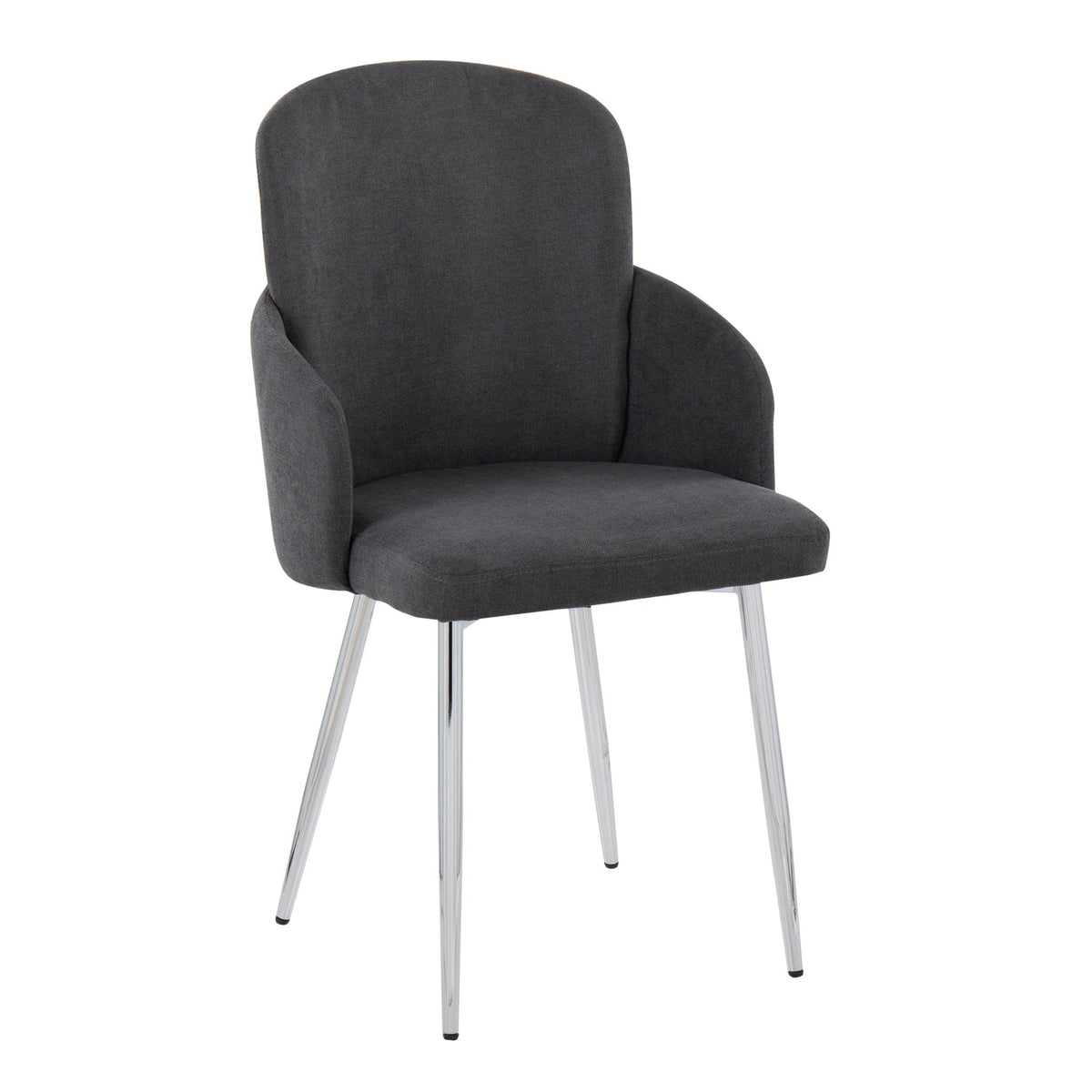 Contemporary dining chair set of 2 with dark gray fabric upholstery and chrome legs on Tampa Home & Garden Store
