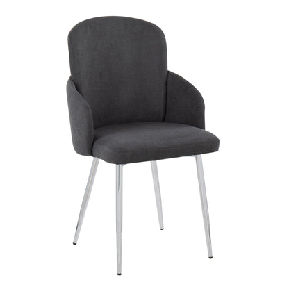Contemporary dining chair set of 2 with dark gray fabric upholstery and chrome legs on Tampa Home & Garden Store