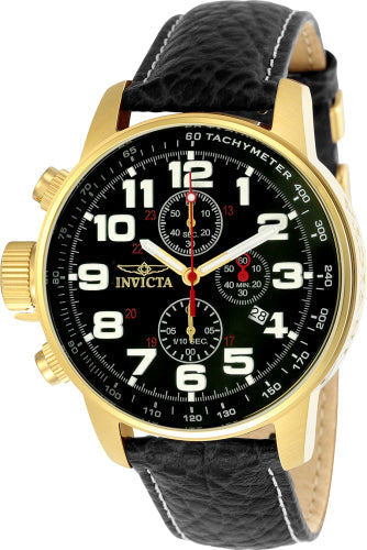 Invicta I-Force watch with gold-tone case, black dial, white numerals, leather strap on Tampa Home & Garden Store