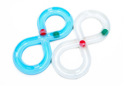 Cat toy turntable set with two translucent tracks in blue and white and red and green balls on Tampa Home & Garden Store