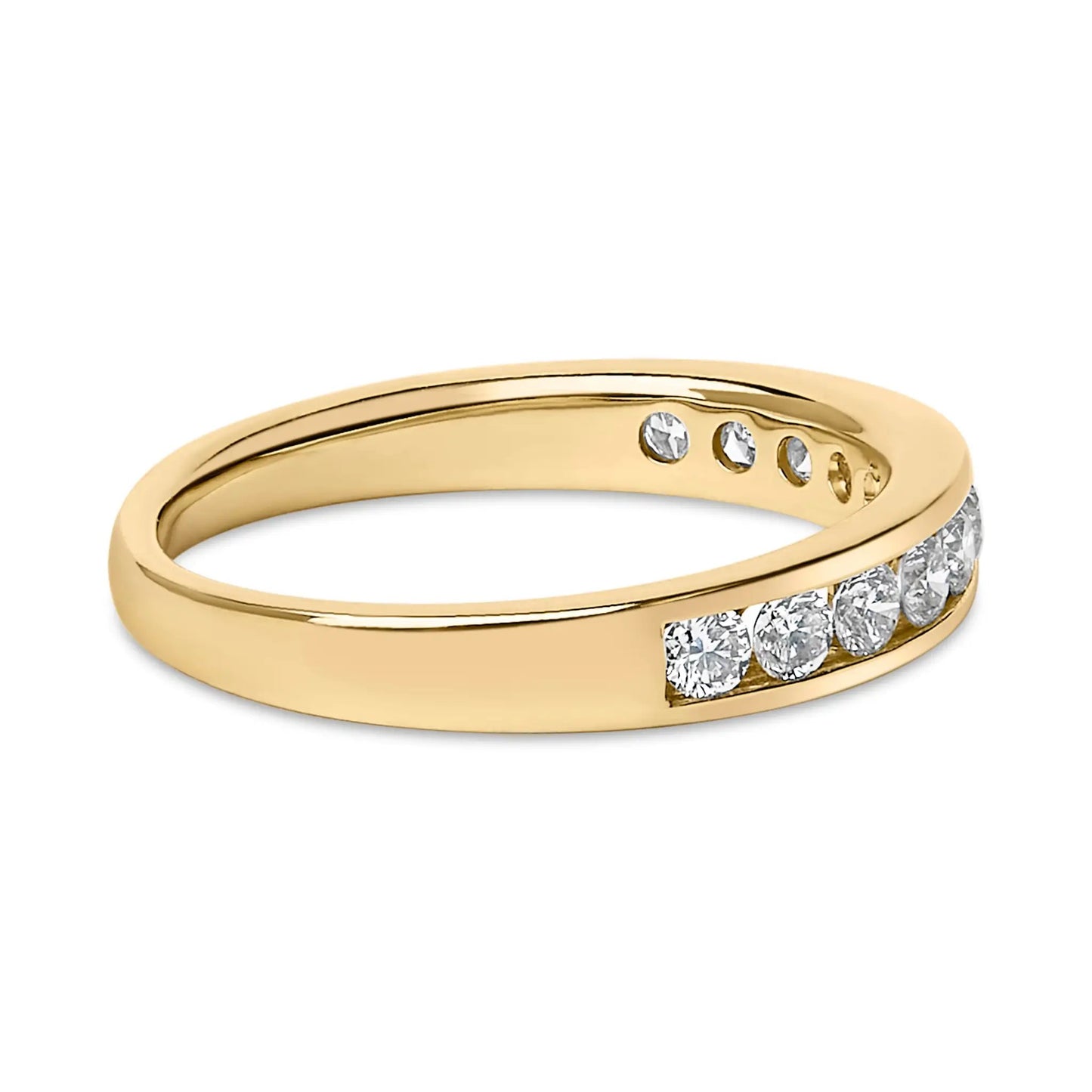 14K yellow gold ring with an 11-stone round diamond channel-set band, 1/2 Cttw on Tampa Home & Garden Store