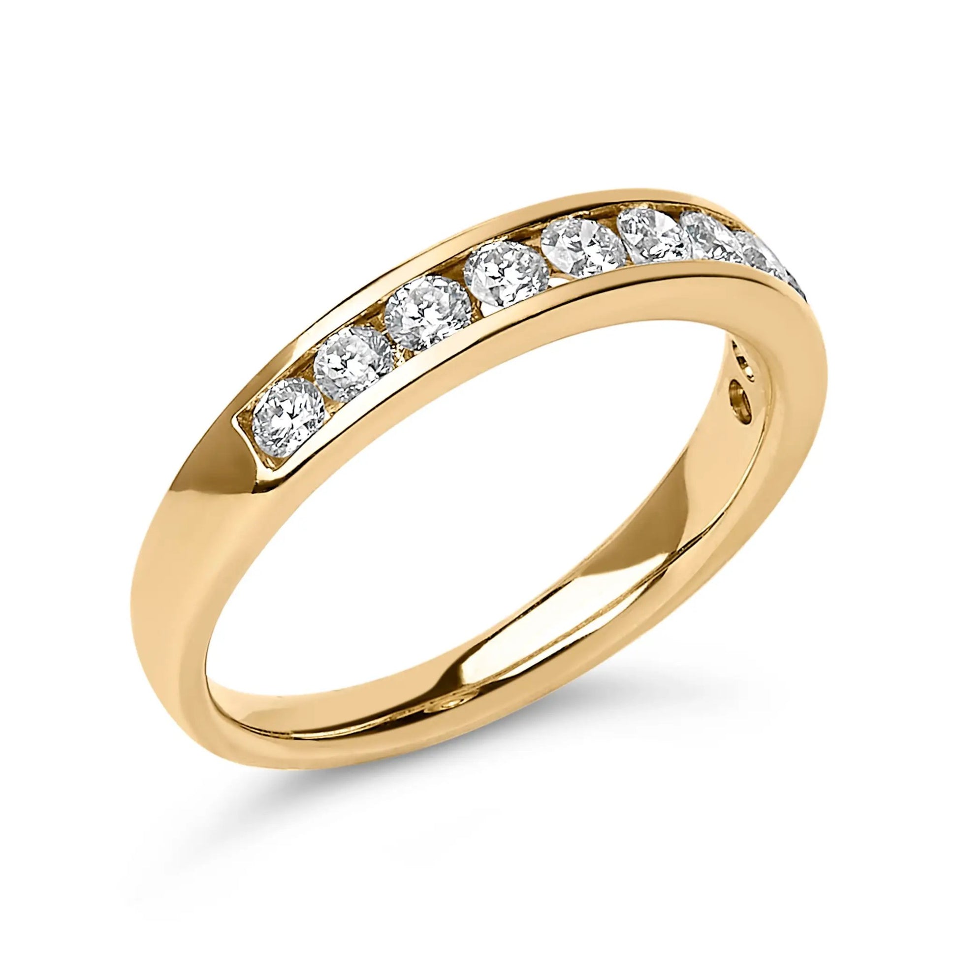 14K yellow gold ring with 11 round diamonds channel-set band on Tampa Home & Garden Store