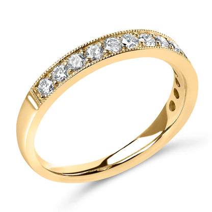 14K yellow gold milgrain diamond wedding band with 1/2 Cttw round diamonds by Bids.com on Tampa Home & Garden Store