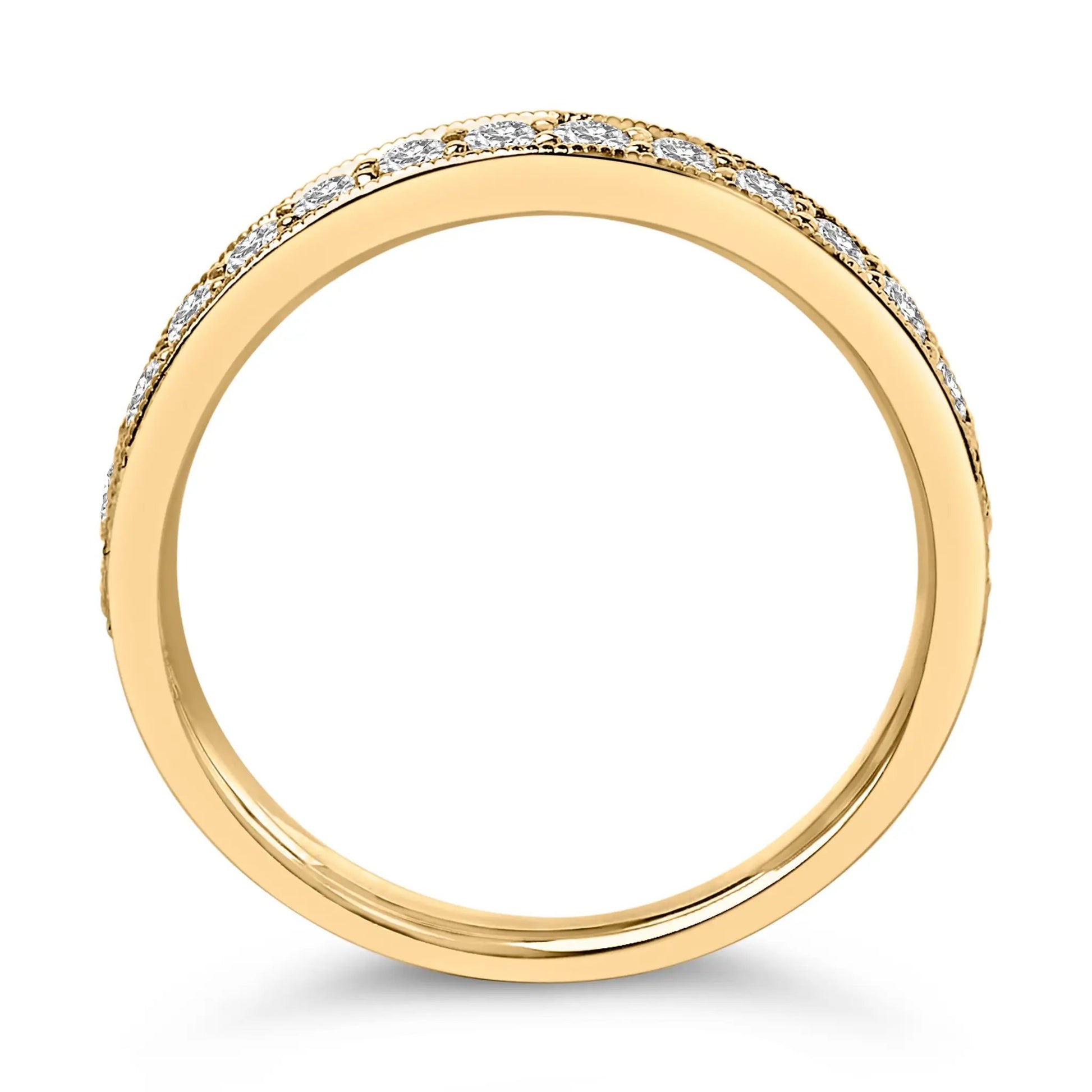 14K yellow gold milgrain wedding band with 1/2 ct tw round diamonds along the edges on Tampa Home & Garden Store