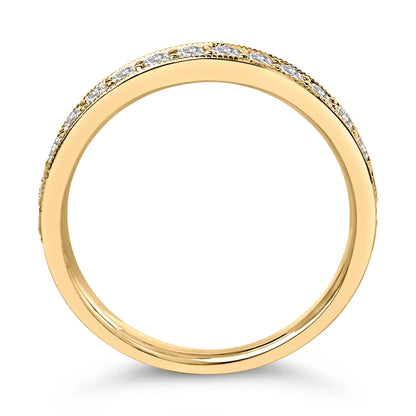 14K yellow gold milgrain wedding band with 1/2 ct tw round diamonds along the edges on Tampa Home & Garden Store