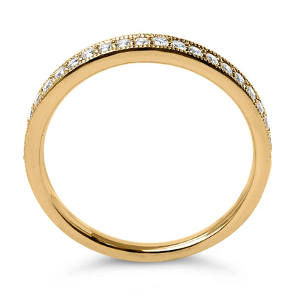 14K yellow gold milgrain diamond wedding band with 1/4 cttw round diamonds, I-J color SI2-I1 on Tampa Home and Garden Store