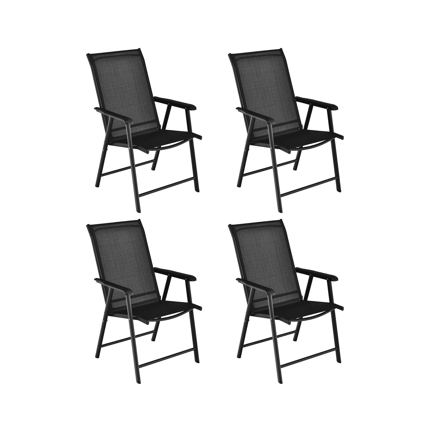 GemGear 4-pack patio folding chairs with black mesh backs and armrests on Tampa Home & Garden Store