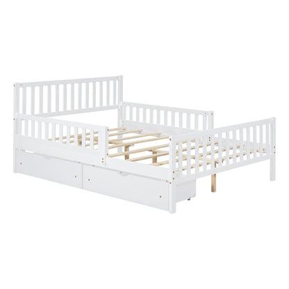 White platform bed with guardrails on both sides and two storage drawers, HouseOfZazla on Tampa Home & Garden Store
