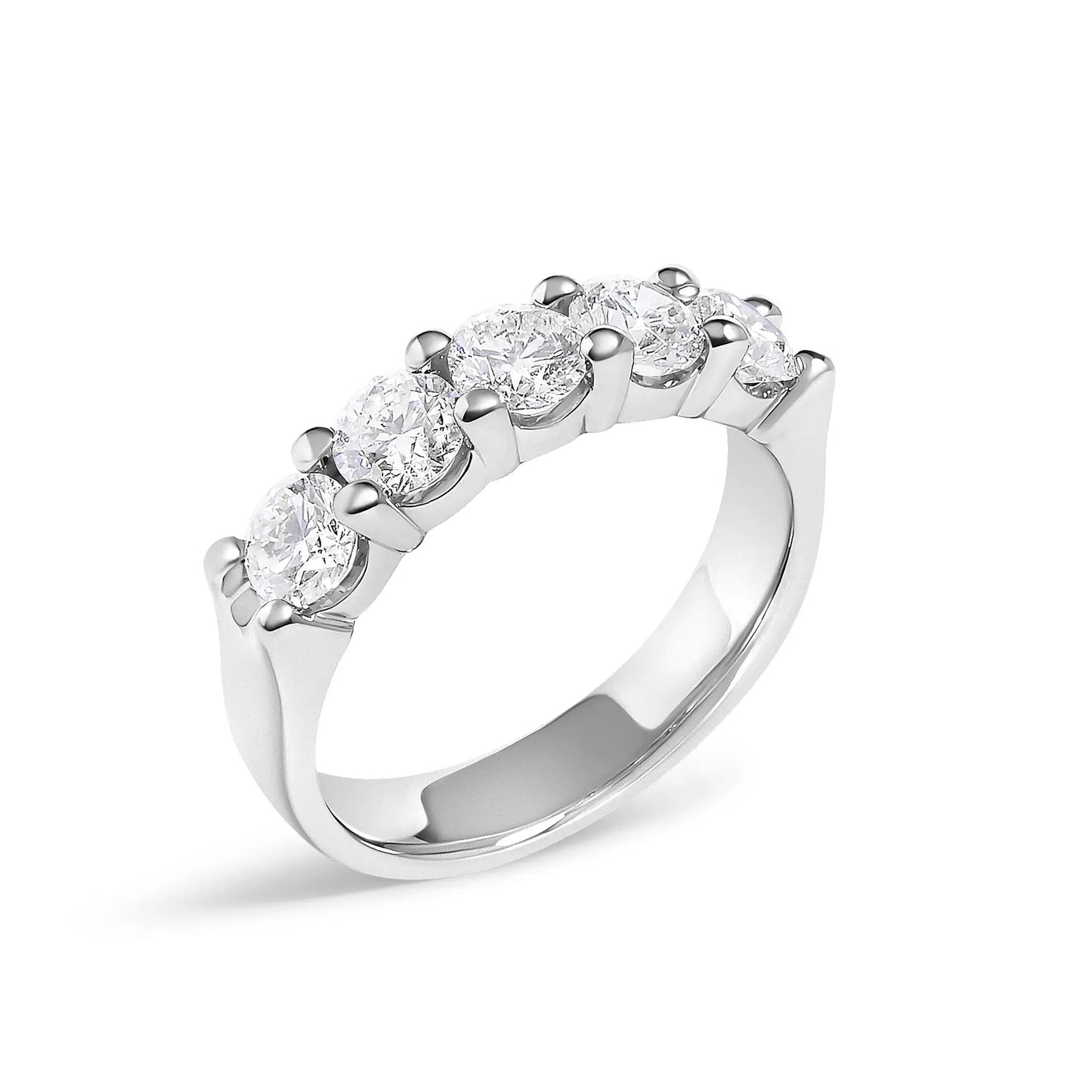 14K white gold five-stone diamond ring with round-cut diamonds by Bids.com on Tampa Home & Garden Store