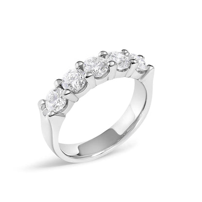 14K white gold five-stone diamond ring with round-cut diamonds by Bids.com on Tampa Home & Garden Store