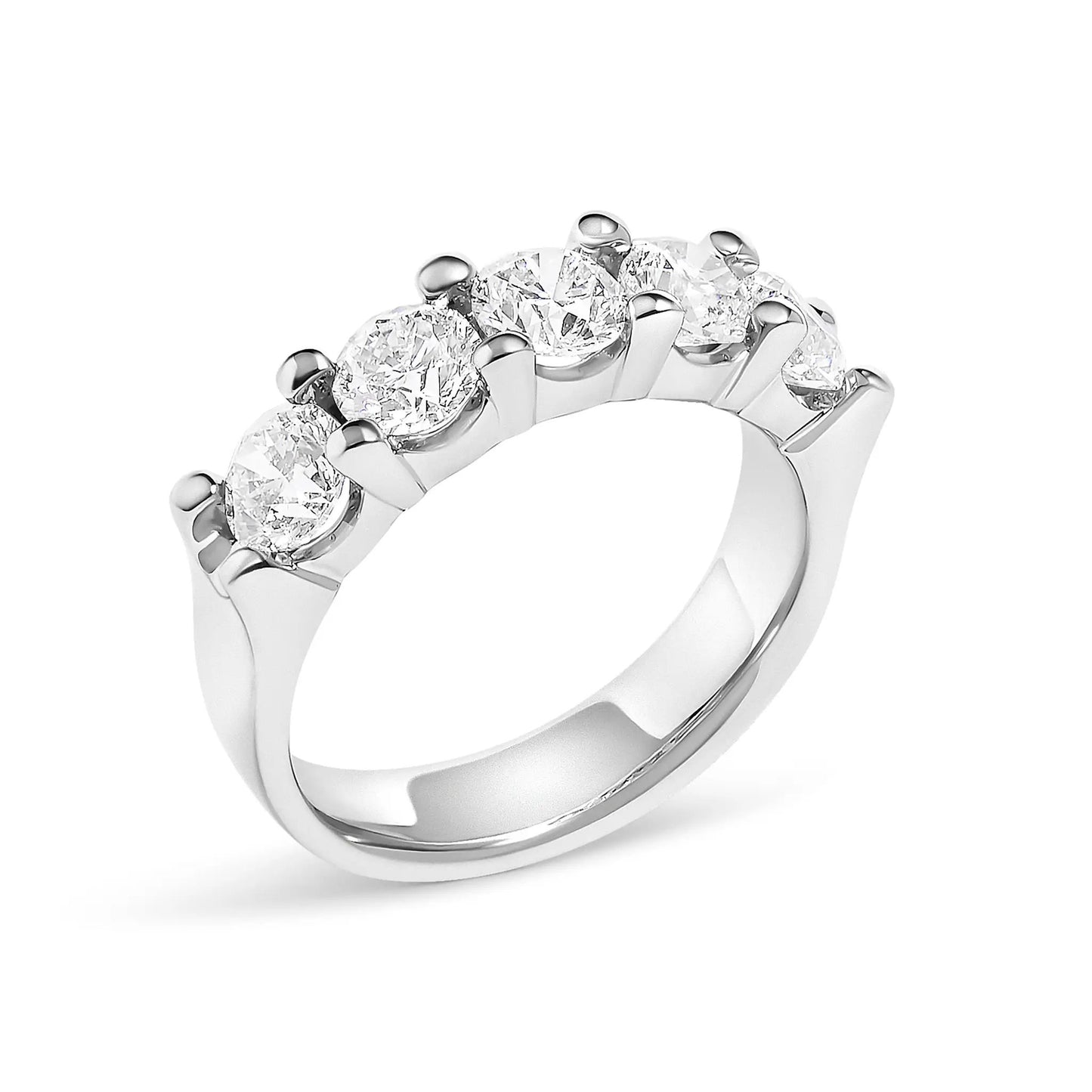 14K White Gold 2.0 Cttw Round Diamond Five Stone Band Ring, five round diamonds, Bids.com on Tampa Home & Garden Store