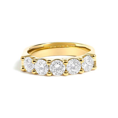 Ring gold-tone five-stone diamond band with prong-set round stones on Tampa Home & Garden Store