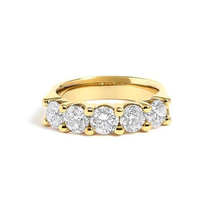 Five-stone diamond band ring in 14K white gold with round diamonds, 2.0 cttw, by Bids.com on Tampa Home & Garden Store