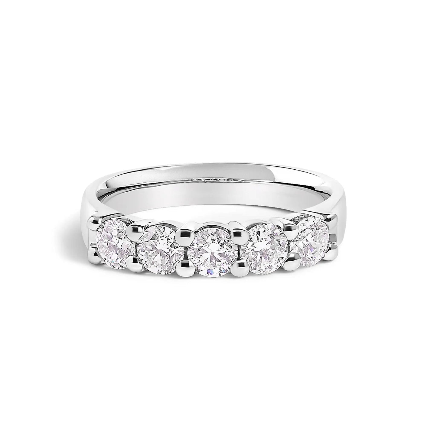 14K white gold 1.00 ctw diamond five-stone band ring with round-cut diamonds on Tampa Home & Garden Store