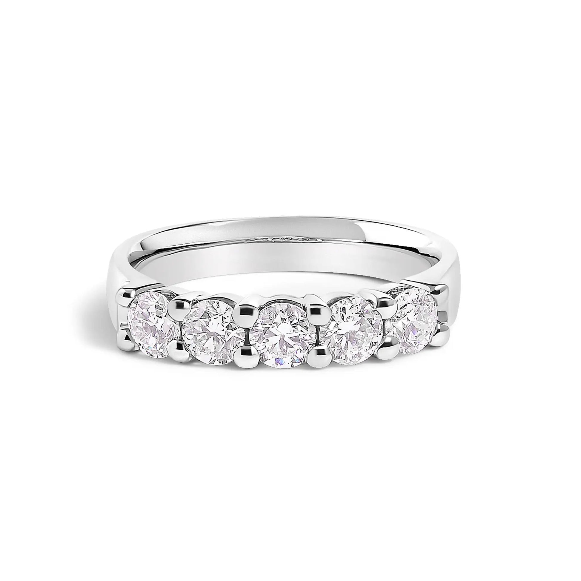 14K white gold 1.00 ctw diamond five-stone band ring with round-cut diamonds on Tampa Home & Garden Store