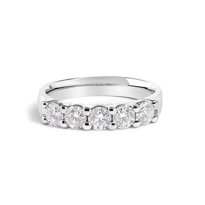 14K white gold 1.00 ctw diamond five-stone band ring with round-cut diamonds on Tampa Home & Garden Store