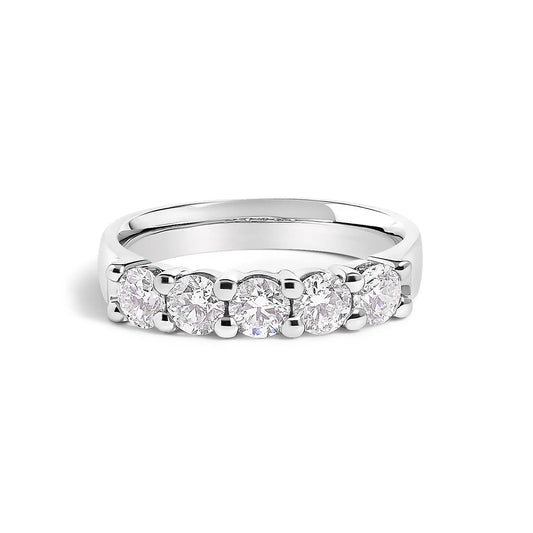 14K white gold 1.00 ctw diamond five-stone band ring with round-cut diamonds on Tampa Home & Garden Store