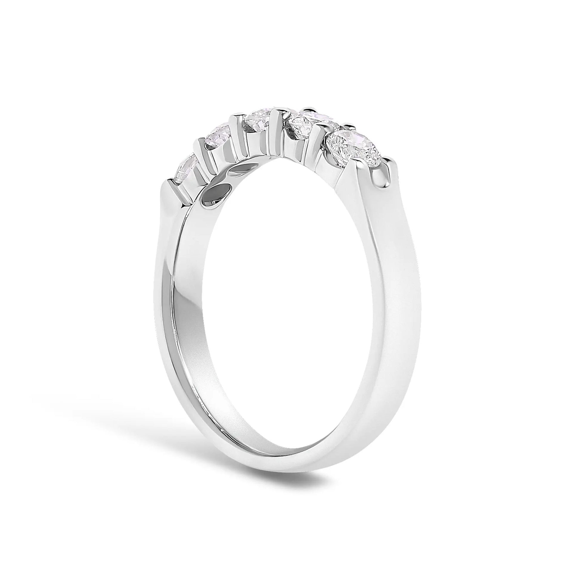 14K white gold five-stone diamond band ring, 0.75cttw, round diamonds on Tampa Home & Garden Store