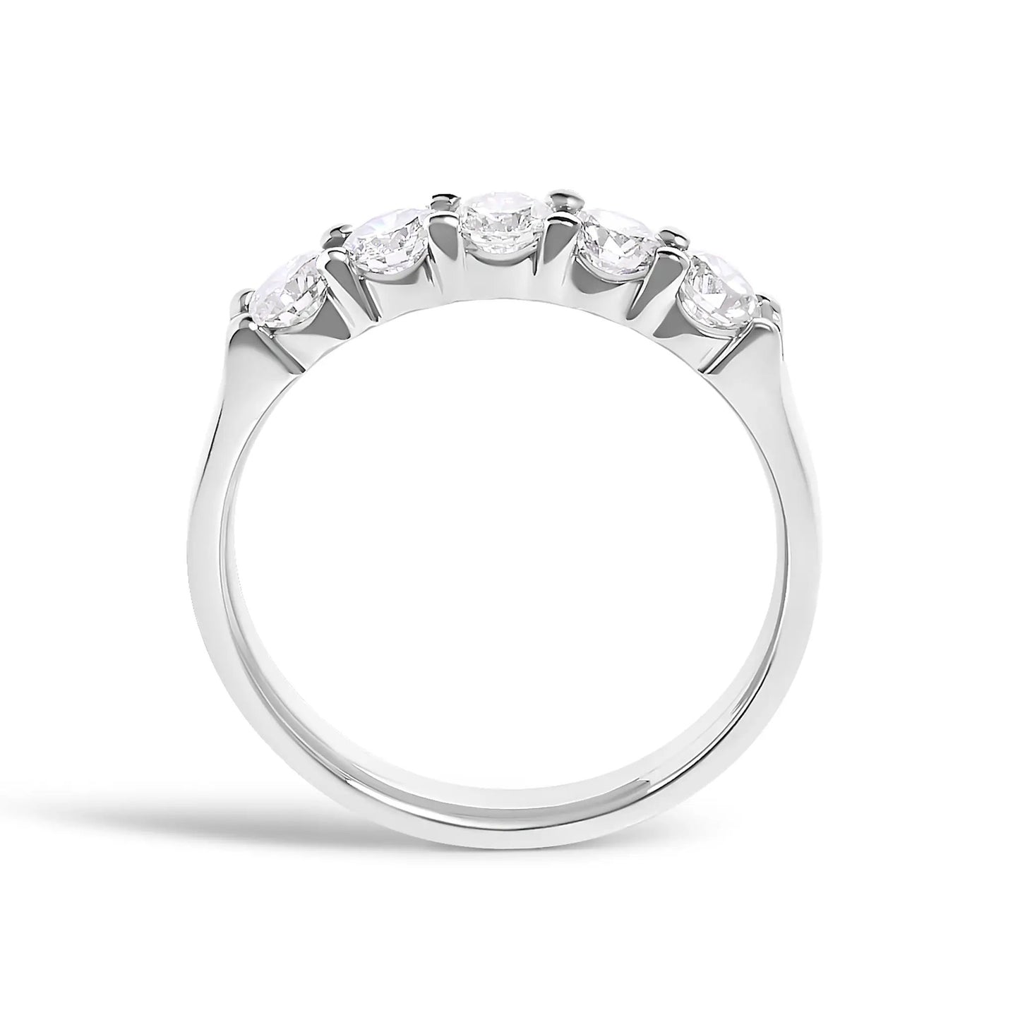 14K white gold five-stone diamond band ring, 3/4 cttw, polished setting on Tampa Home & Garden Store