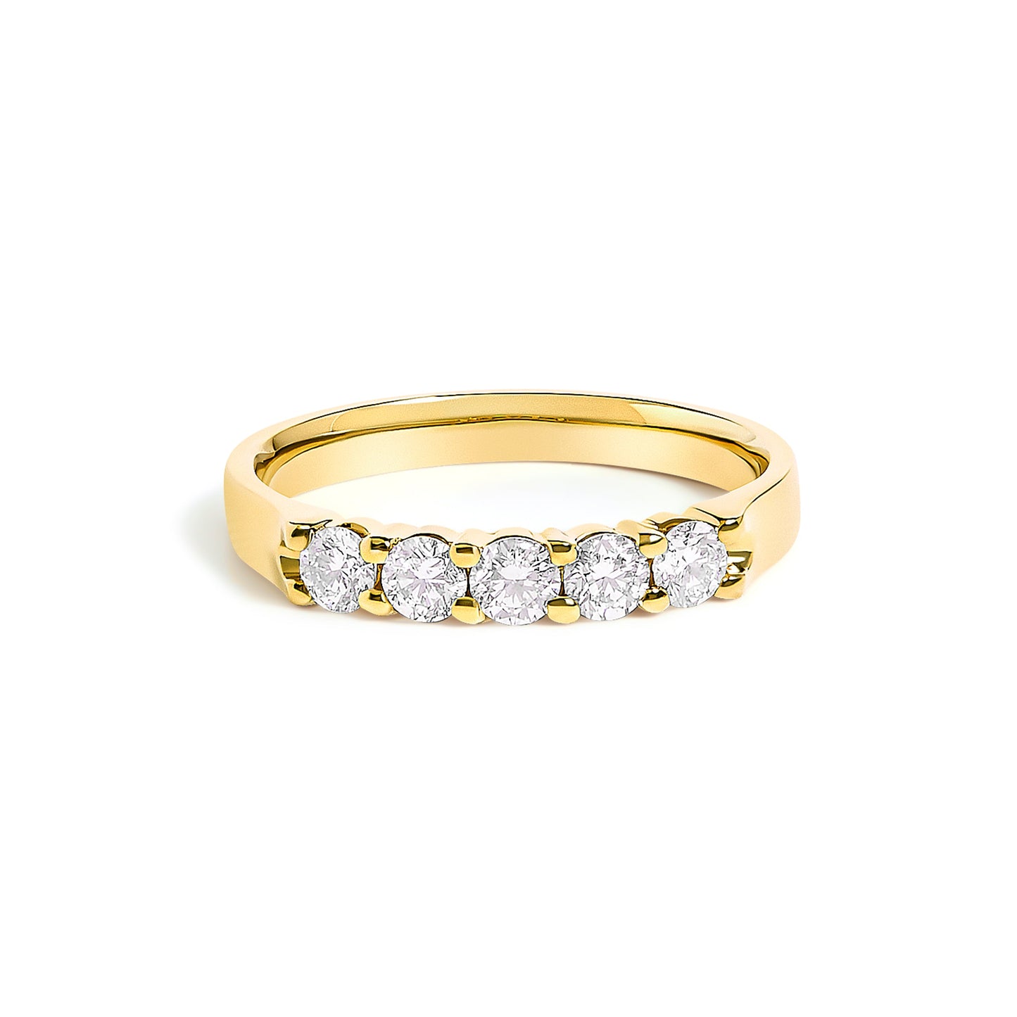Yellow gold five-stone diamond band ring with round diamonds on Tampa Home & Garden Store