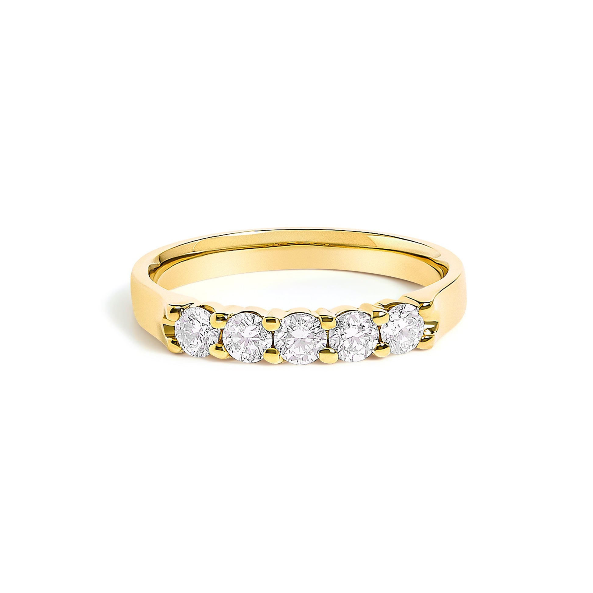 Yellow gold five-stone diamond band ring with round diamonds on Tampa Home & Garden Store