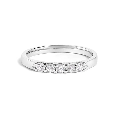 14K white gold five-stone diamond band ring, 1/4 Cttw, polished finish by Bids.com on Tampa Home & Garden Store