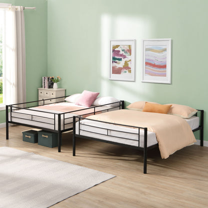 Modern Metal Bunk Bed Full Over Full Black no box spring needed, two beds in green bedroom on Tampa Home & Garden Store